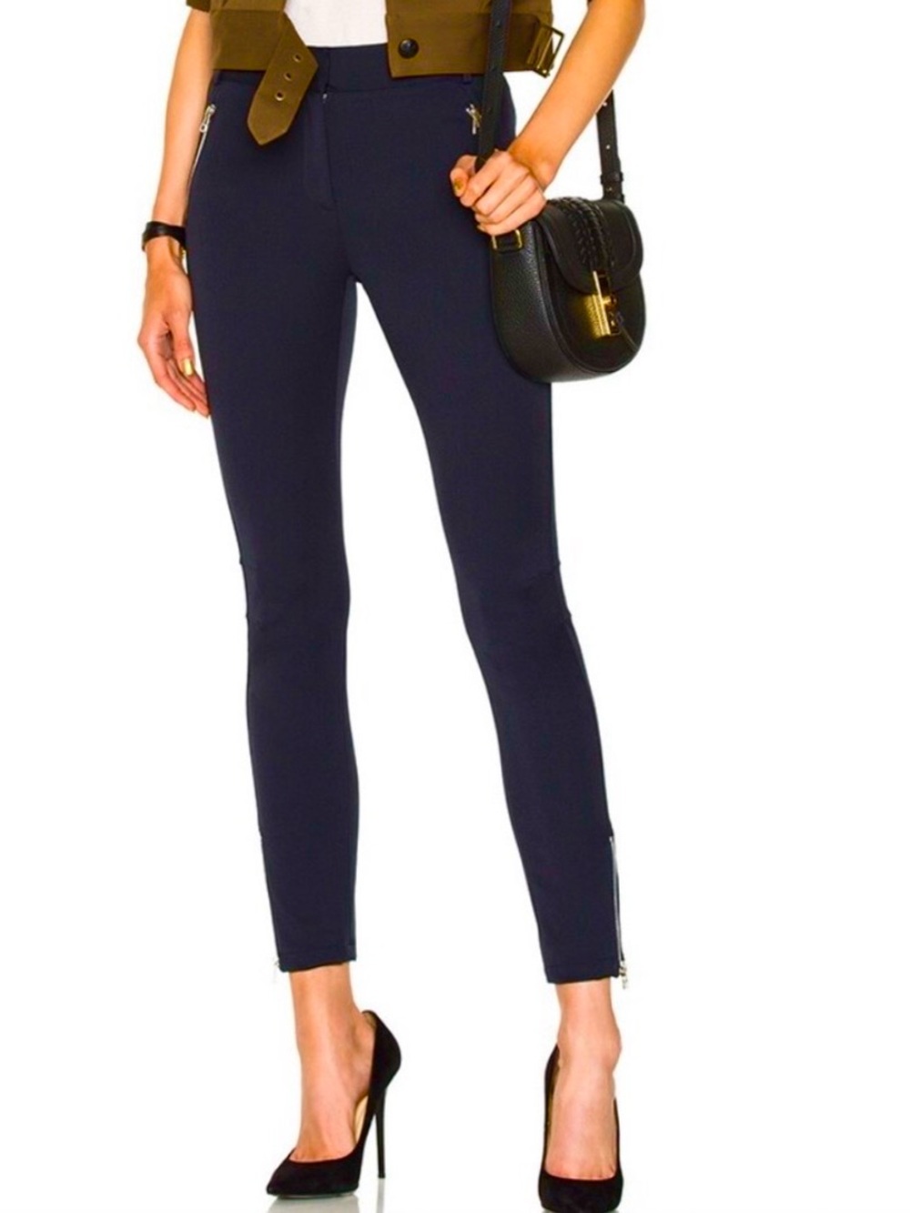 Veronica Beard Ash Seamed Zipper Pants Dark Navy Blue Size 2